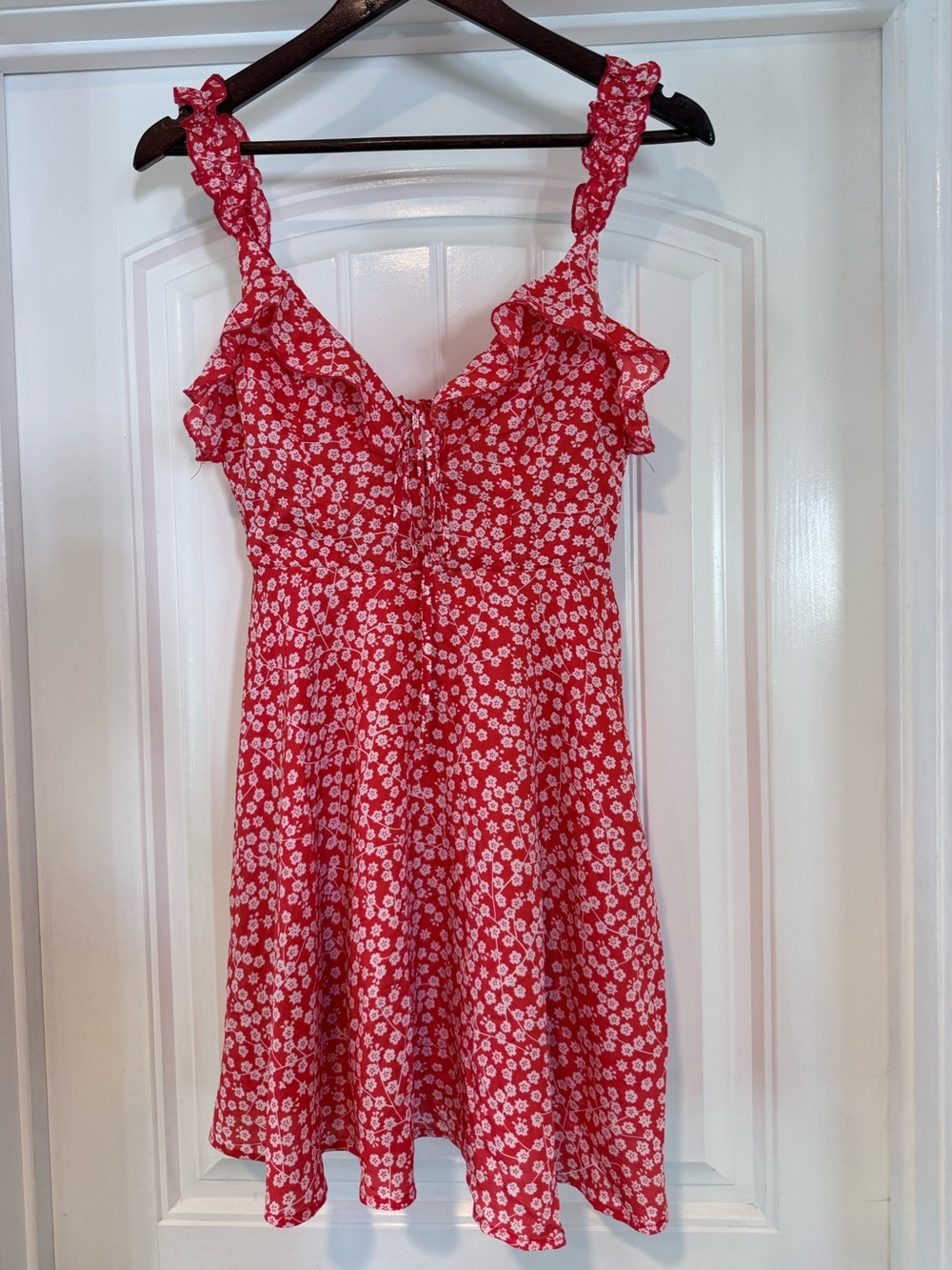 Hello Molly Red Floral Ruffle Mini Dress – AU 6 / US 2 / XS